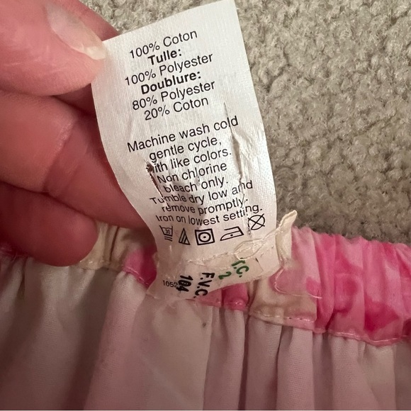 J.Crew Crewcuts Girls Pink + Cream Floral Cotton Tulle Skirt with Pockets - Picture 6 of 10